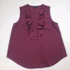 J CREW Ruffle Front Top Size Small Burgundy